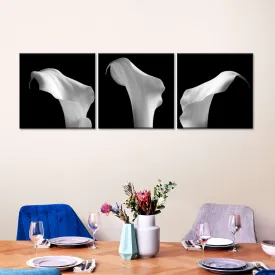 3 Lilies In A Row On Black Wall Art