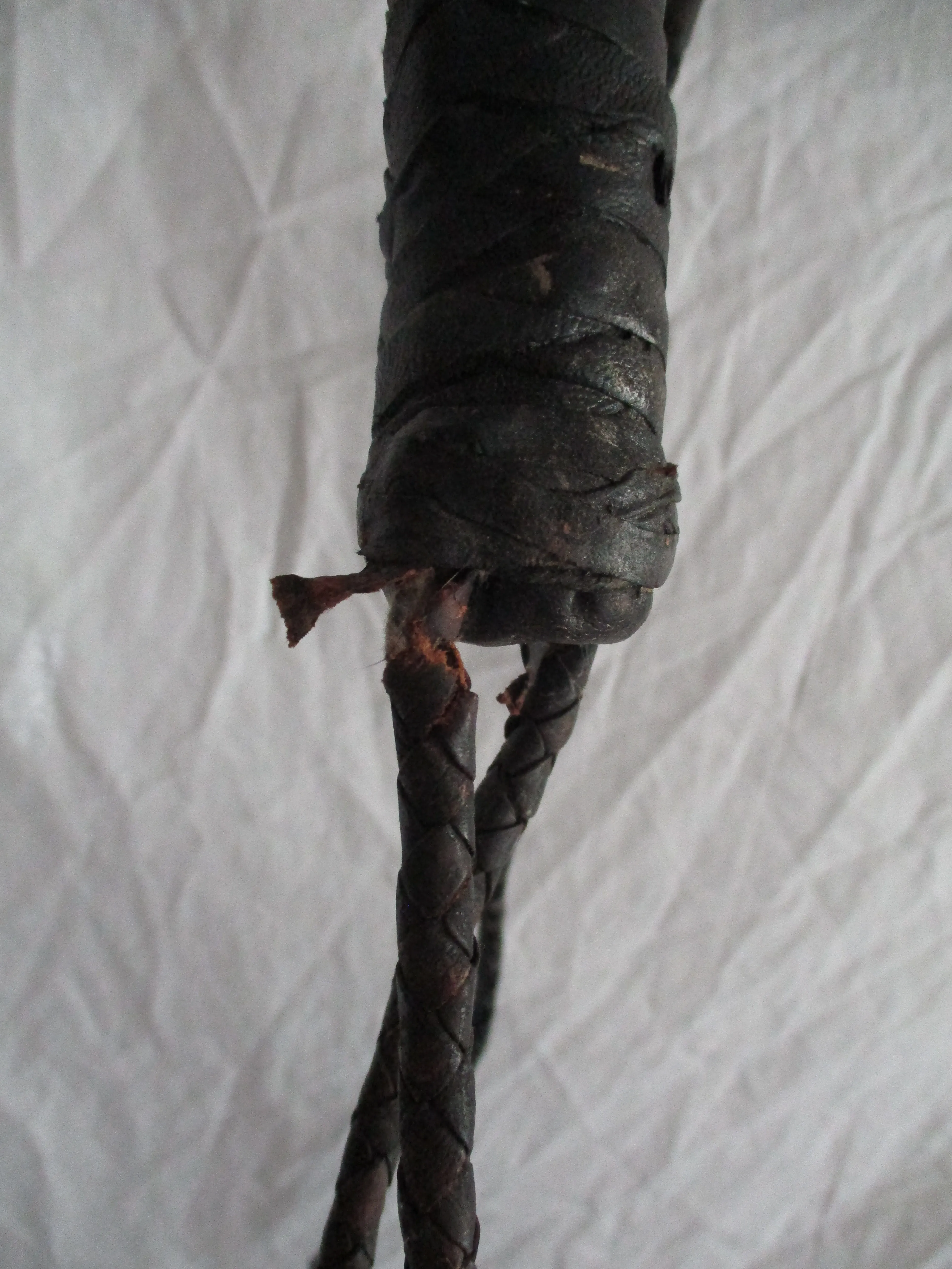 6Ft Vintage Distressed Leather Horse Riding Crop Whip Lash Equestrian Braided Toy