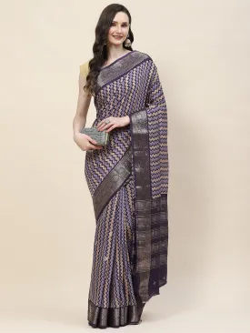 Abstract Printed Handloom Saree