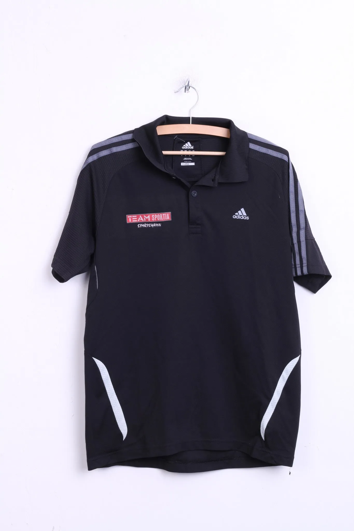 Adidas Mens M Polo Shirt Black Top Team Sportia Simrishamn