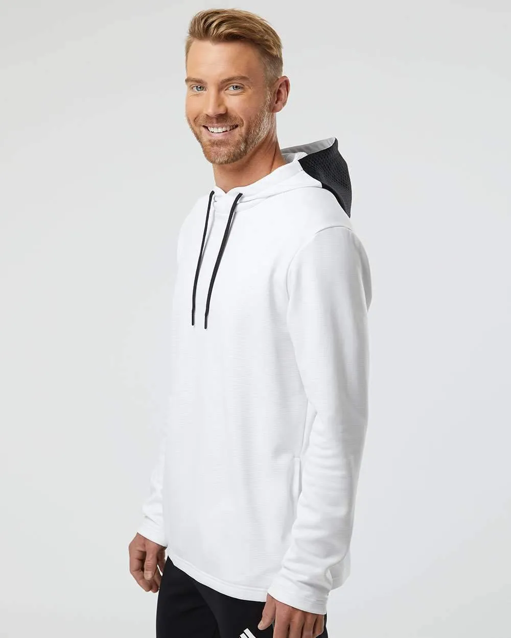 adidas - Men's Textured Mixed Media Hooded Sweatshirt