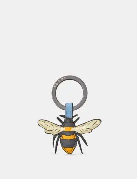 Bee Happy Blue Leather Keyring