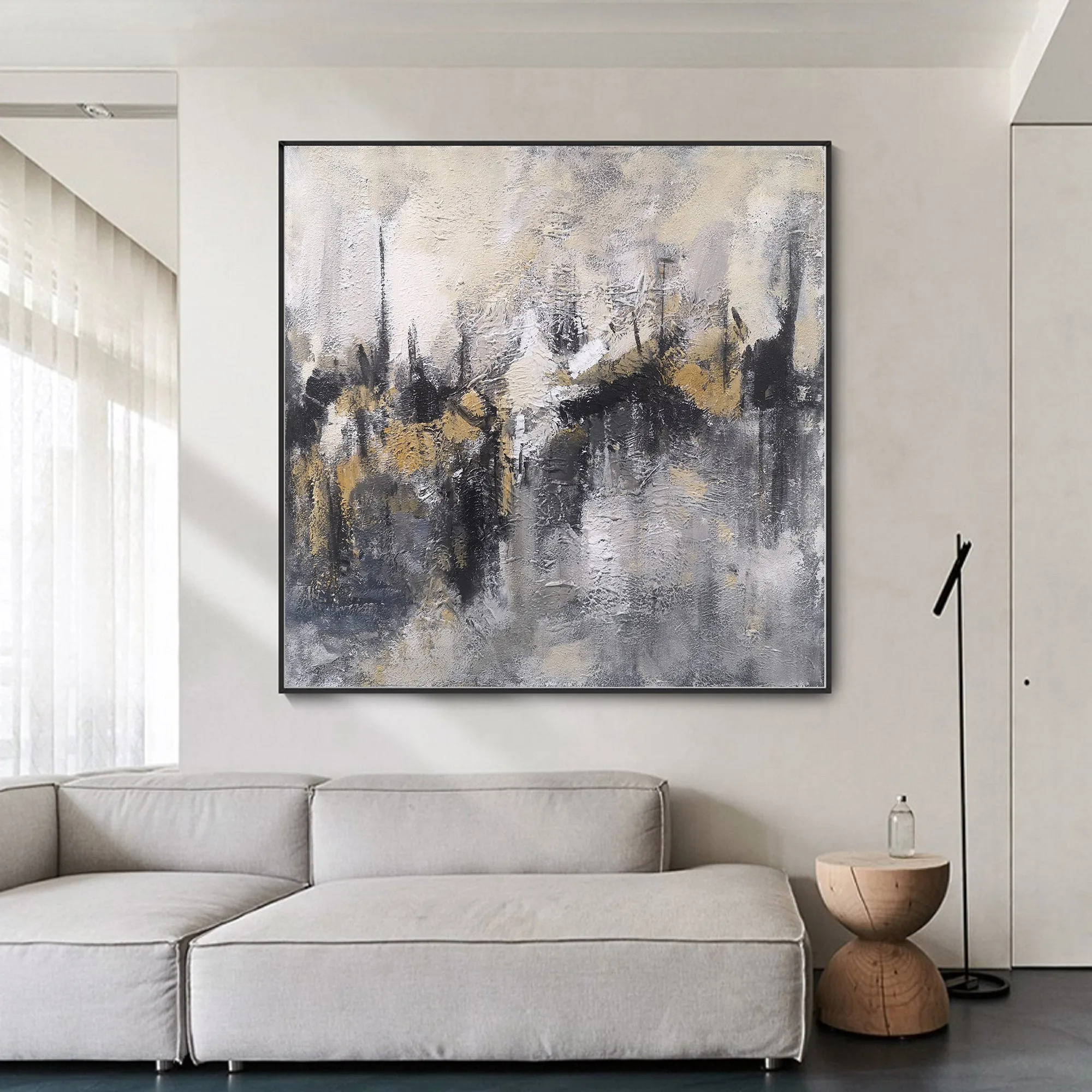 Beige and Black Painting Large Artwork Wall Canvas Ap104