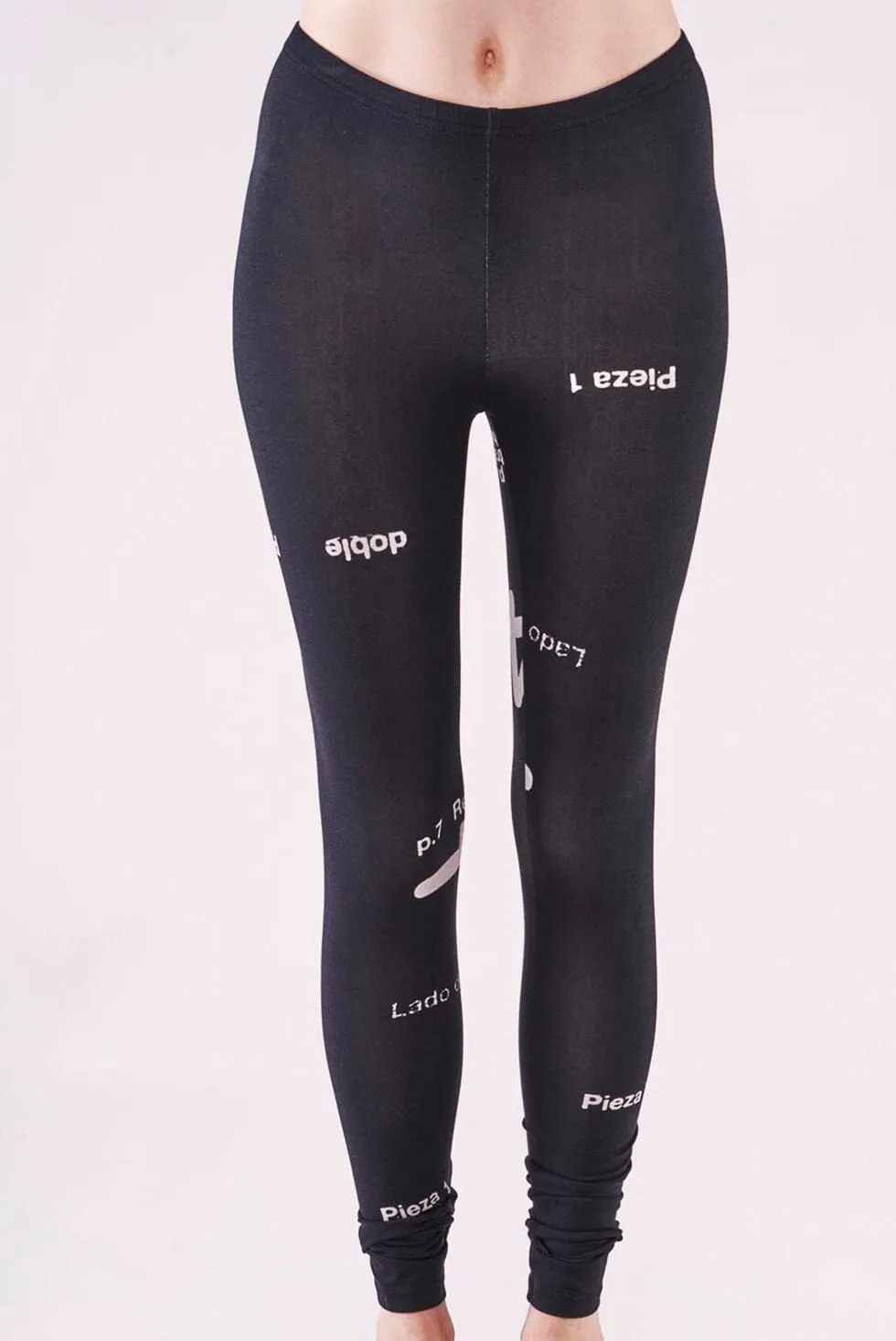 Black Font Print Leggings