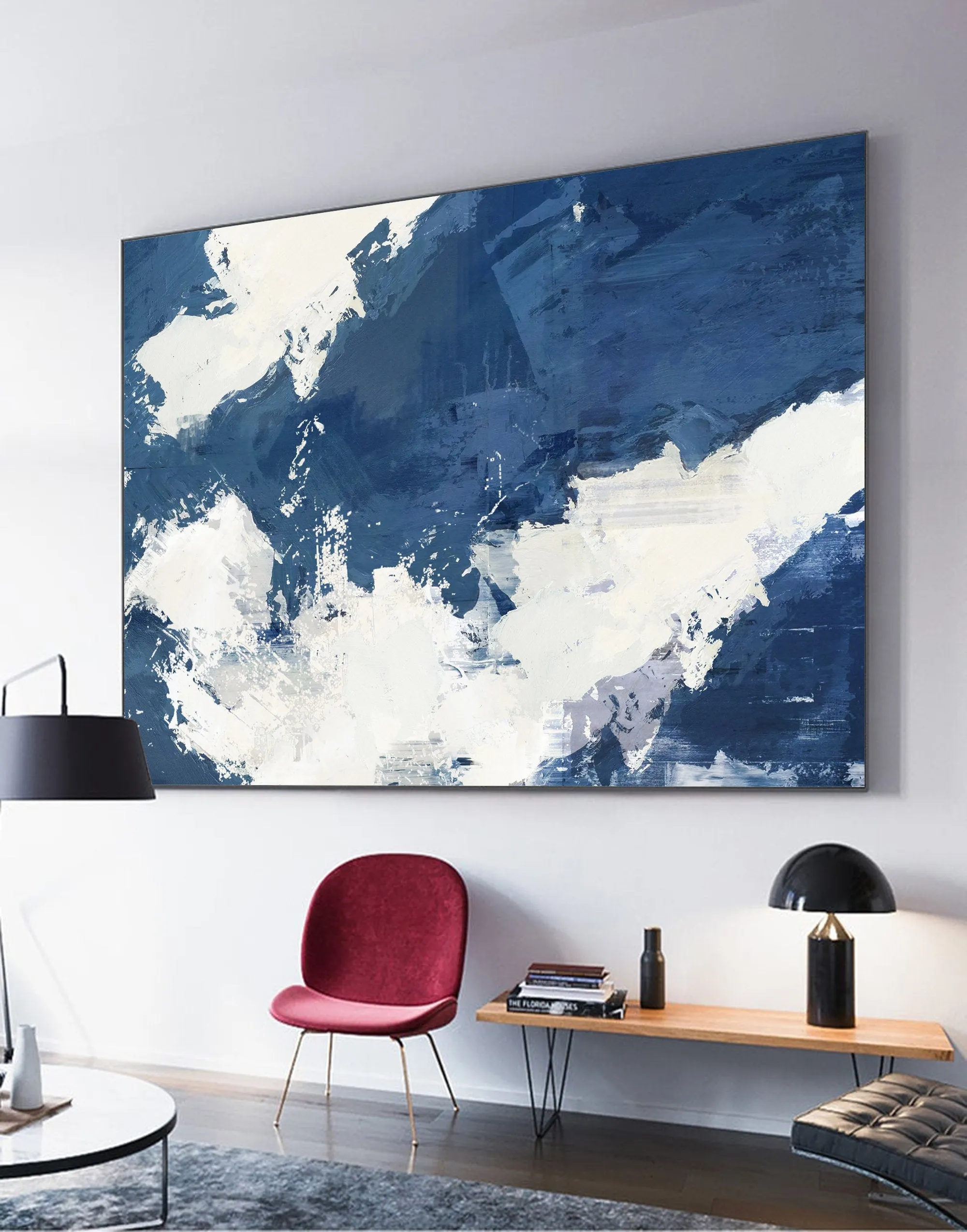 Blue White Abstract Painting White Cloud Painting Big Wall Paintings Dp127