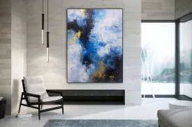 Blue White Gold Contemporary Art Office Oversize Artworks Qp030