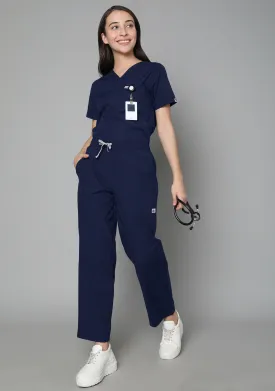 Classic Women's V-Neck (Navy Blue) Scrub