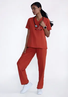 Classic Women's V-Neck (Rust) Scrub - Bundle set