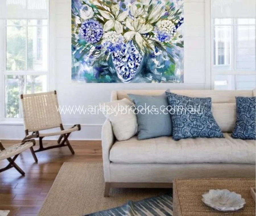 Coastal Hampton’s arrangement   - Original on Belgian linen 90x120 cm