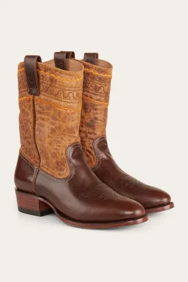 Davidson Mens Cuban Heel Boot - Burnt Brown