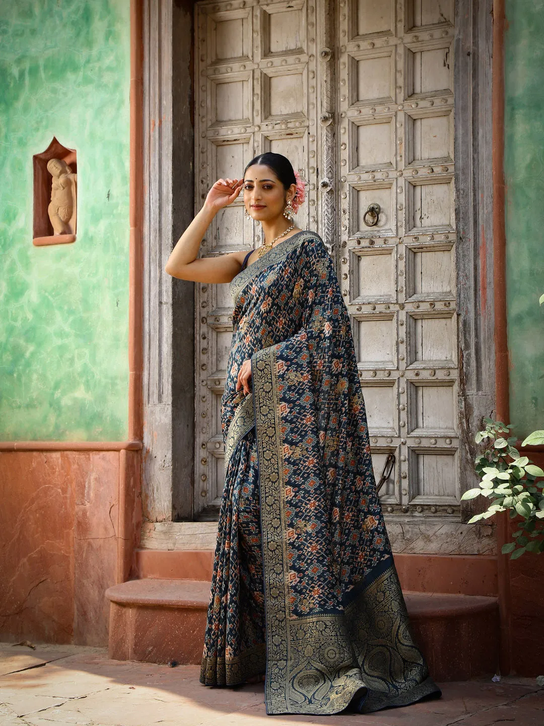 Digital Bandhani Printed Handloom Saree