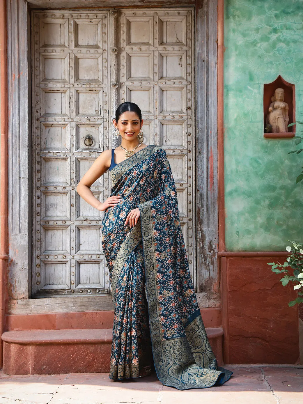 Digital Bandhani Printed Handloom Saree