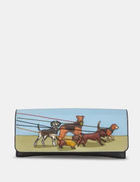 Dog Walk Black Leather Glasses Case