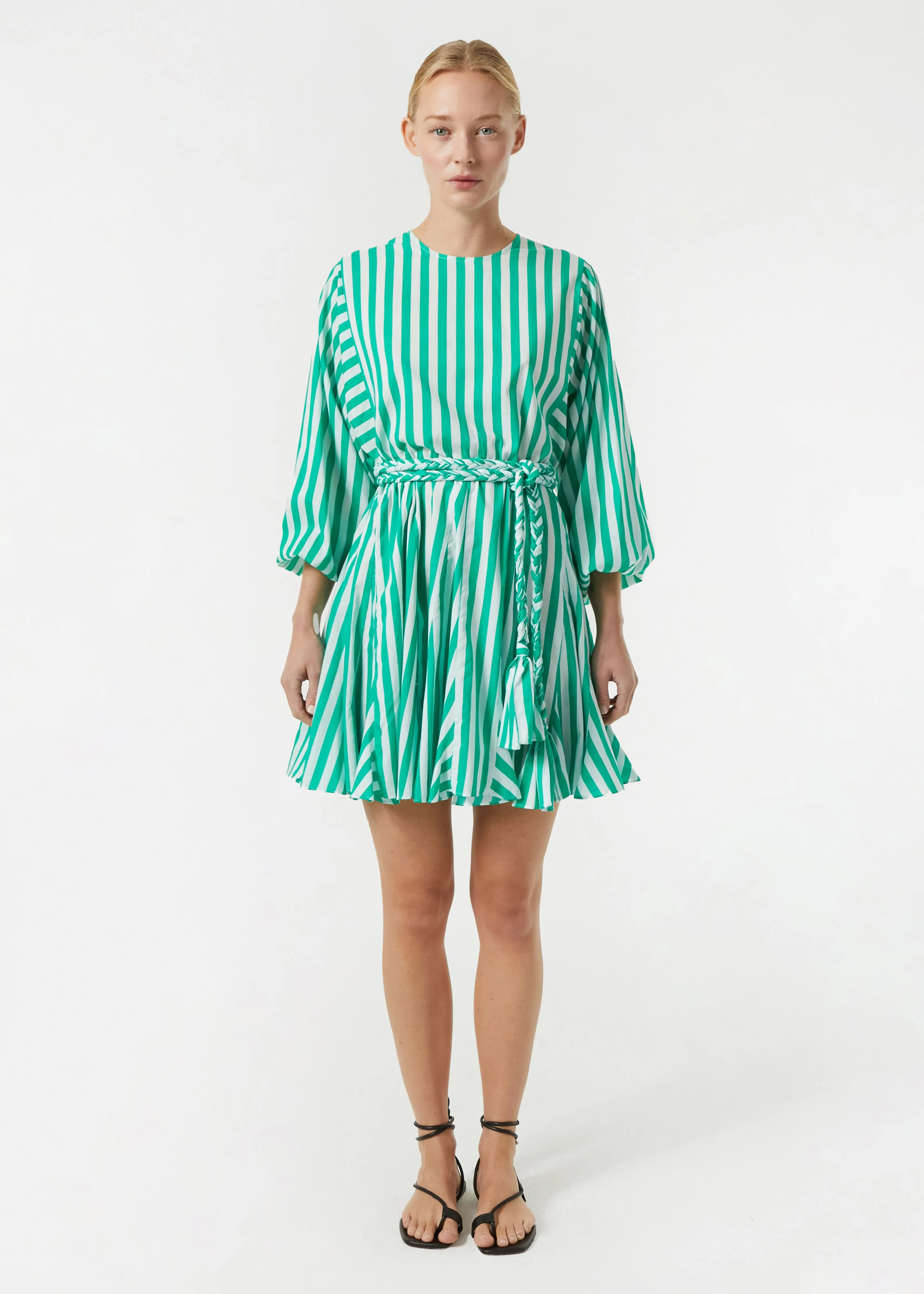 Ella Dress | Green Curacao Stripe