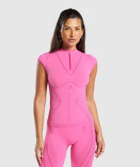 Gymshark Contour Heart Seamless Short Sleeve Top - Fetch Pink/Punk Pink