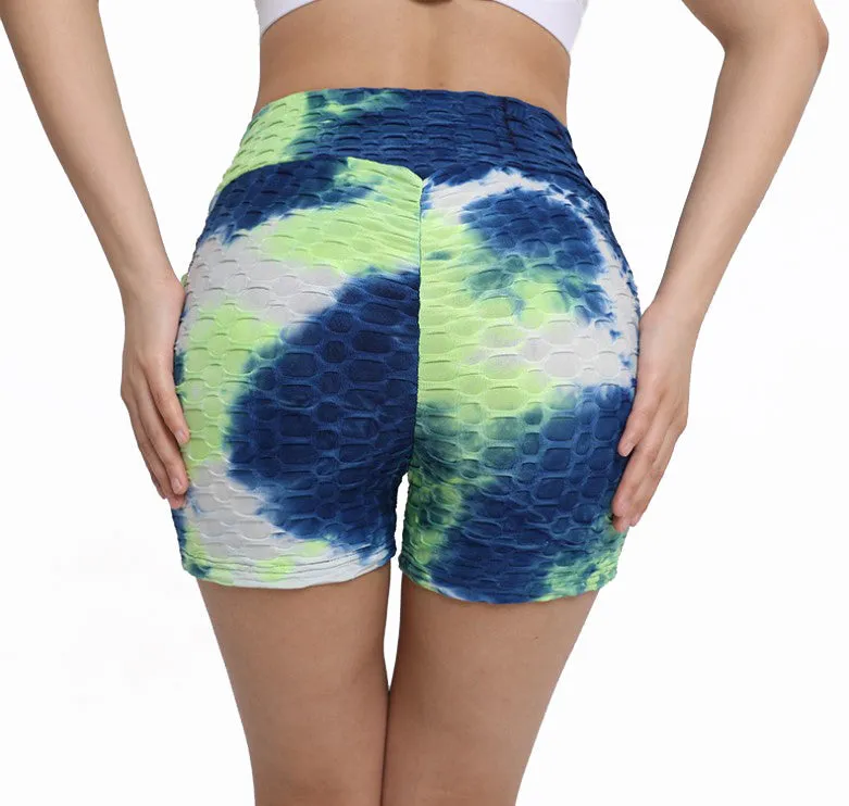 Haute Edition Women's Butt Lifting Tie Dye High Waist Bike Shorts with Phone Pcoket