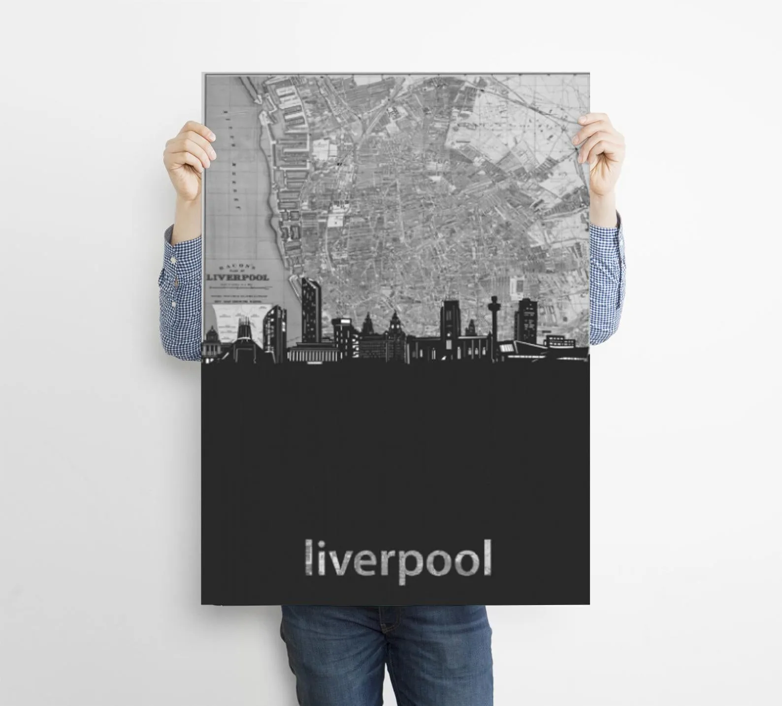 Liverpool Map Custom Printing, Home Decor, Wall Hanging, Custom Canvas, Britain Liverpool Map Art