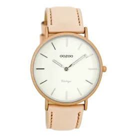 Powder pink  watch with powder pink leather strap