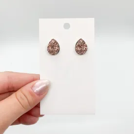 Rose Gold Teardrop Shape Stud Earrings