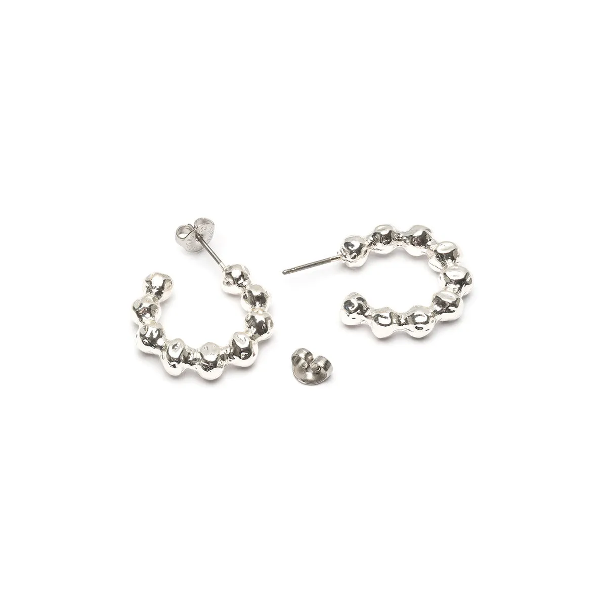 Silver Beaded Hoop Earrings