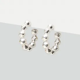 Silver Beaded Hoop Earrings