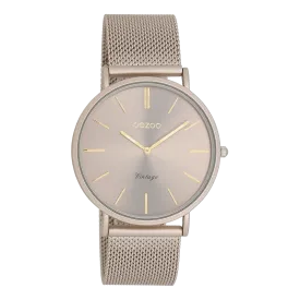 Taupe OOZOO watch with taupe metal mesh bracelet - C20336