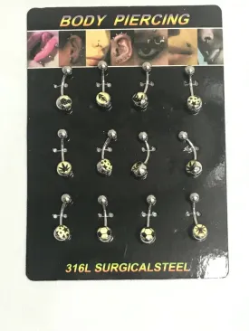 Wholesale Lot of 12 x Belly Bars Navel Piercing Body Jewellery In Retail Pack